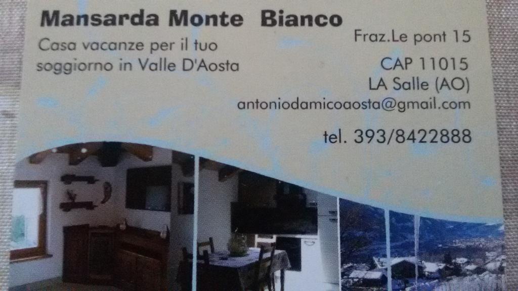 Mansarda Monte Bianco Daire La Salle Dış mekan fotoğraf